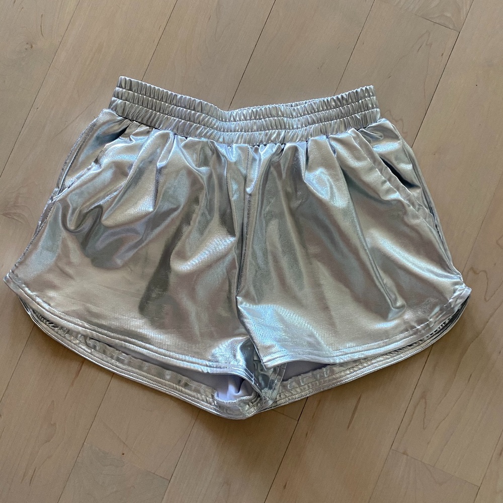 Shiny silver shorts, size S, adorable!